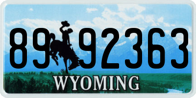 WY license plate 8992363