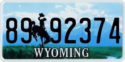 WY license plate 8992374