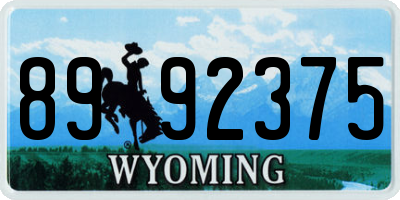 WY license plate 8992375
