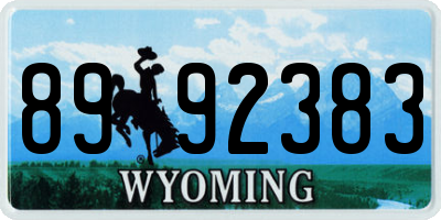 WY license plate 8992383