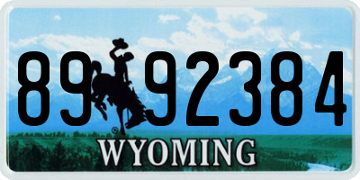 WY license plate 8992384