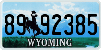 WY license plate 8992385