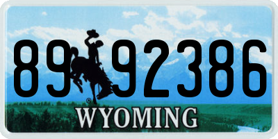 WY license plate 8992386