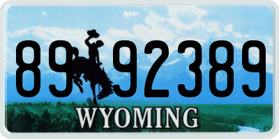 WY license plate 8992389