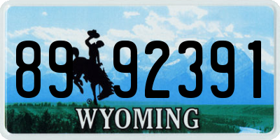 WY license plate 8992391