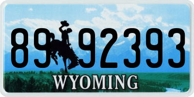 WY license plate 8992393
