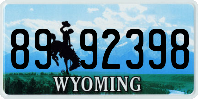 WY license plate 8992398