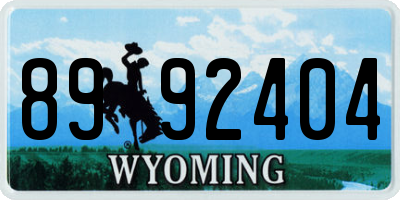WY license plate 8992404