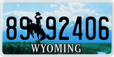 WY license plate 8992406