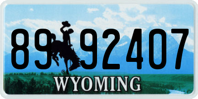 WY license plate 8992407