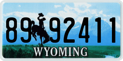 WY license plate 8992411