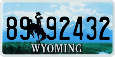 WY license plate 8992432