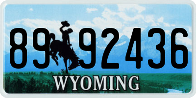 WY license plate 8992436