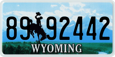 WY license plate 8992442