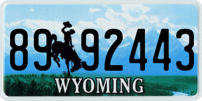 WY license plate 8992443