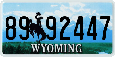 WY license plate 8992447