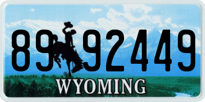 WY license plate 8992449