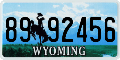 WY license plate 8992456