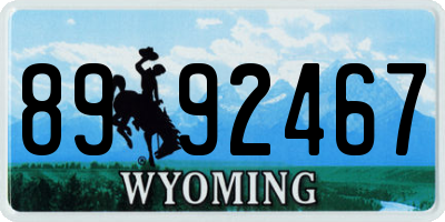 WY license plate 8992467