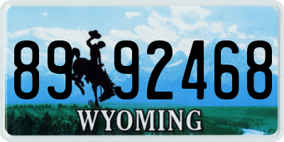 WY license plate 8992468