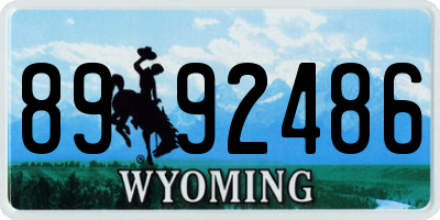 WY license plate 8992486