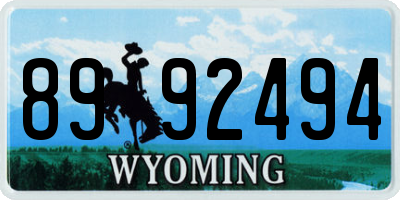 WY license plate 8992494