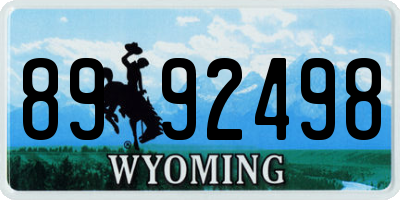 WY license plate 8992498