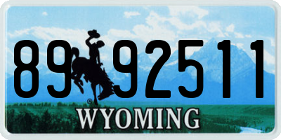 WY license plate 8992511