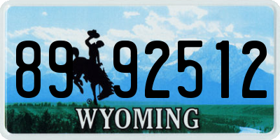 WY license plate 8992512