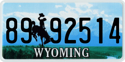 WY license plate 8992514