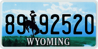 WY license plate 8992520