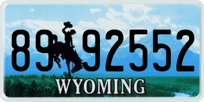 WY license plate 8992552