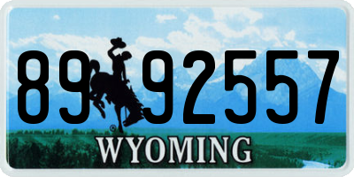 WY license plate 8992557