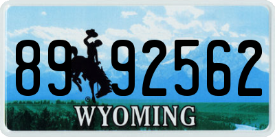 WY license plate 8992562
