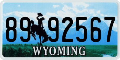 WY license plate 8992567