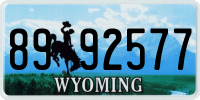 WY license plate 8992577
