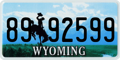 WY license plate 8992599