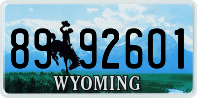 WY license plate 8992601