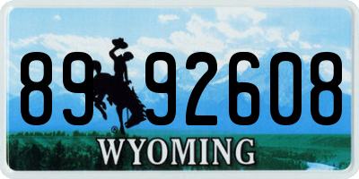 WY license plate 8992608