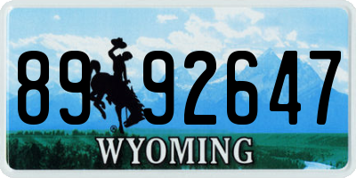 WY license plate 8992647
