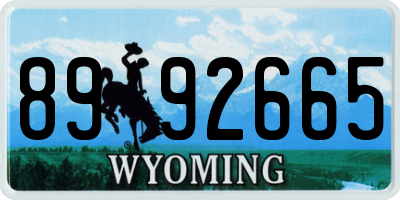 WY license plate 8992665