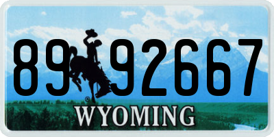 WY license plate 8992667