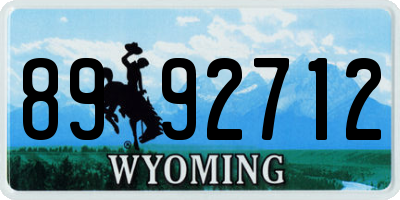 WY license plate 8992712