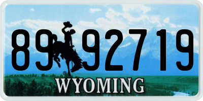 WY license plate 8992719
