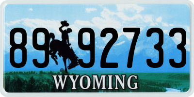 WY license plate 8992733