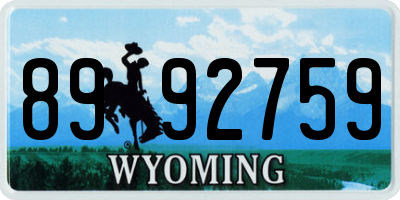 WY license plate 8992759