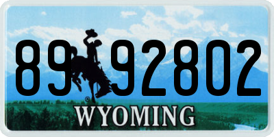 WY license plate 8992802