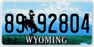 WY license plate 8992804