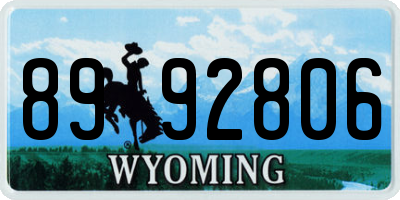 WY license plate 8992806