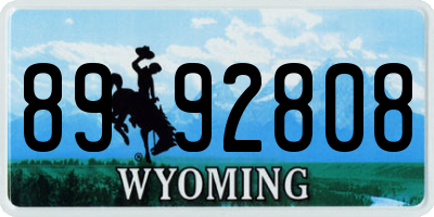 WY license plate 8992808